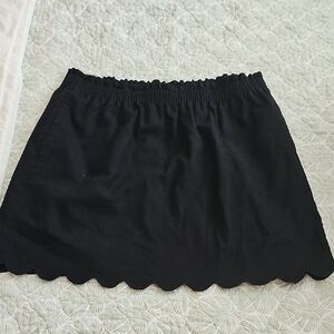 J. Crew Black Skater Skirt with Scalloped Hem